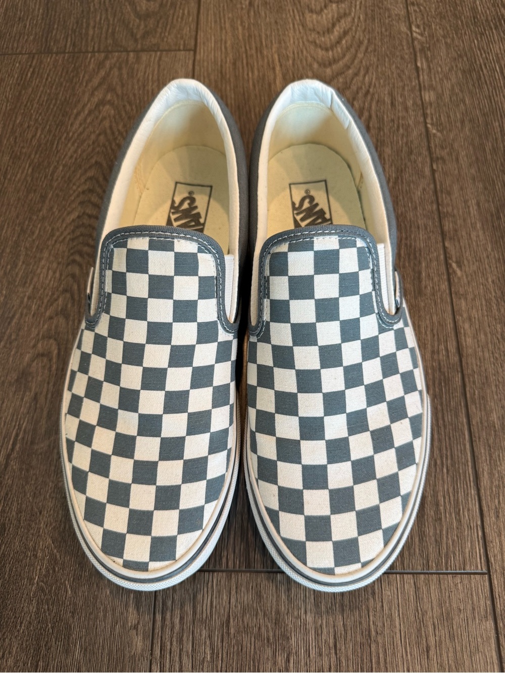 Vans Classic Slip-On Checkerboard Sneakers - Light Blue/Grayish/White